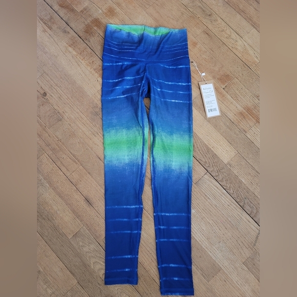 Niyama Sol, Ka'lectic, Blue and Green, Barefoot length Yoga Leggings - Picture 1 of 5